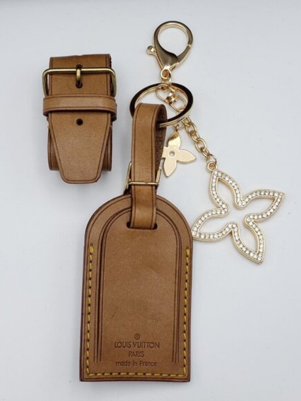 Authentic Louis Vuitton Dark Brown Luggage, Name Tag with Unbranded Keycharm